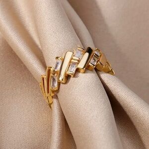 Exquisitely Simple Popular Retro Fashion Zirconia Decor Open Ring
